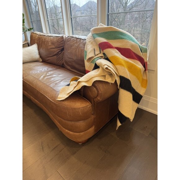 Vintage Hudson Bay HBC 4 Point Stripes Large Wool Blanket Throw Made in England - Picture 2 of 16